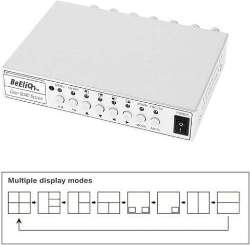 BeElion 4CH Color Video Quad Splitter, CCTV DVR Camera Video Splitter Processor Switch System in Saudi Arabia