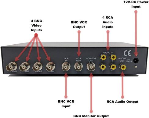 CCTV Camera Pros VM-Q401A CCTV BNC Color Quad Processor | Analog Security Camera Mux | Video Screen Splitter | 4 Channel Multiplexer in Kuwait