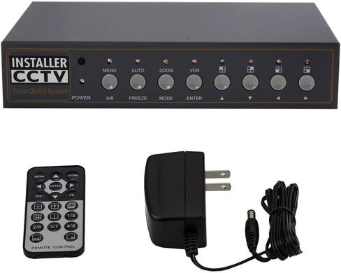 Installer CCTV 4CH Video Color Quad Multiplexer with Loopout, Remote Control and Free 1 Amp Power Adapter in Saudi Arabia