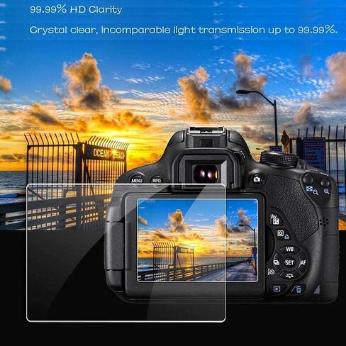Screen Protector Compatible with Canon EOS M50/200D Digital SLR Camera Tempered Glass Cover Protect Full Cover Edge to Edge Anti-Bubble Scratch-Resistant,with Briquettes Hot Shoe Anti-Drop Belt(3 Pack) in Saudi Arabia