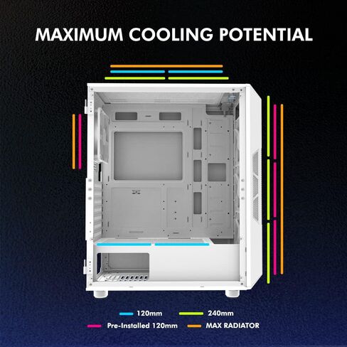 حافظة كمبيوتر مكتبي للألعاب Zalman i3 Neo ATX Mid-Tower RGB، باللون الأسود in Kuwait