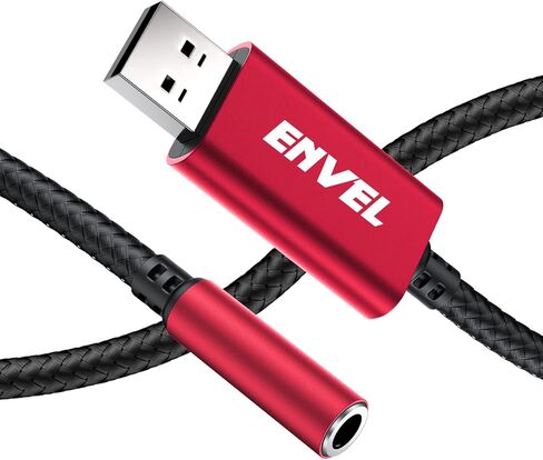 USB to 3.5mm Audio Adapter, External Stereo Sound Card | Dual TRS 3-Pole 3.5mm Headphone and Microphone Jack for PS4/PS5/PC/Laptop, Built-in Chip Mic-Supported Headphone Adapter in Kuwait