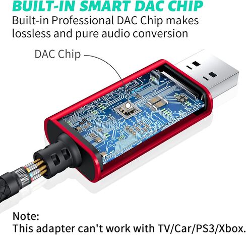 USB to 3.5mm Audio Adapter, External Stereo Sound Card | Dual TRS 3-Pole 3.5mm Headphone and Microphone Jack for PS4/PS5/PC/Laptop, Built-in Chip Mic-Supported Headphone Adapter in Kuwait
