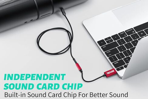 USB to 3.5mm Audio Adapter, External Stereo Sound Card | Dual TRS 3-Pole 3.5mm Headphone and Microphone Jack for PS4/PS5/PC/Laptop, Built-in Chip Mic-Supported Headphone Adapter in Kuwait