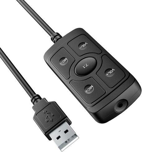 بطاقة صوت USB من BENGOO، محول صوت جاك USB إلى 3.5 مم 7.1 قناة محول صوت خارجي بطاقة صوت ستيريو لسماعات الألعاب ومكبرات الصوت وأجهزة PS4 والكمبيوتر الشخصي والكمبيوتر المحمول وسطح المكتب والنوافذ والتوصيل والتشغيل in Kuwait