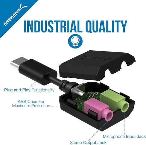 SABRENT USB Type C External Stereo Sound Adapter for Windows and Mac. Plug and Play No Drivers Needed. (AU-MMSC) in Kuwait