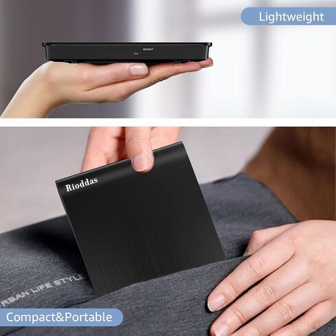 Rioddas External CD/DVD Drive for Laptop, USB 3.0 CD DVD Player Portable +/-RW Burner CD ROM Reader Writer Disk Duplicator Compatible with Laptop Desktop PC Windows Apple Mac Pro MacBook Linux in Kuwait