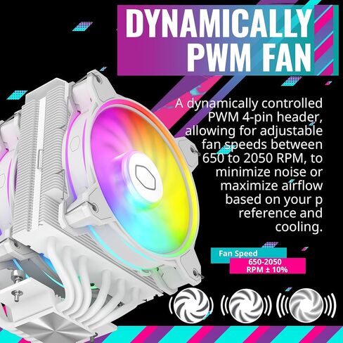 Cooler Master Hyper 622 Halo Black Dual Tower CPU Air Cooler, Halo² Fan, Dual Loop ARGB, Aluminum Top Cover, 6 Heat Pipes, 154mm (H), AMD Ryzen AM5/AM4, Intel LGA1700/1200 (RR-S4KK-20PA-R1) in Saudi Arabia