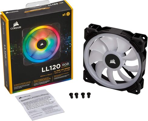 Corsair LL Series LL120 RGB 120mm Dual Light Loop RGB LED PWM Fan Single Pack (CO-9050071-WW) for Desktop,Black, No Controller in Saudi Arabia