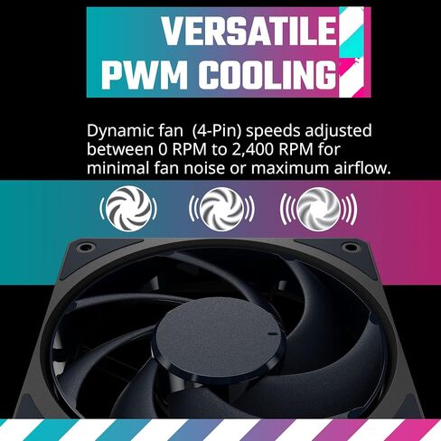 Cooler Master MasterFan MF120 Halo 3n1Fans، إضاءة ARGB ثنائية الحلقة قابلة للتخصيص، ضغط ثابت 120 مم PWM، موسع رأس ARGB لحافظة الكمبيوتر الشخصي، مبرد الهواء والسوائل (MFL-B2DN-18NPA-R1)، أسود in Kuwait