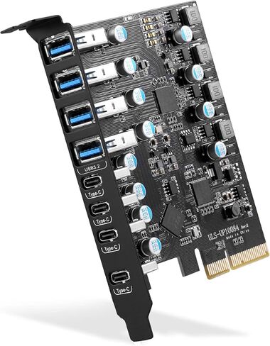 بطاقة منفذ USB PCIe من ييليا 8 منافذ 10 جيجا في الثانية عرض النطاق PCI Express (4X USB C-4x USB A) بطاقة التوسع ، USB إلى منفذ الملحقات الإضافية يدعم الكمبيوتر المكتبي ويندوز 7/8/10/لينكس وماك OS in Kuwait