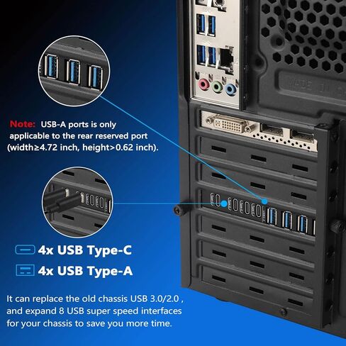 بطاقة منفذ USB PCIe من ييليا 8 منافذ 10 جيجا في الثانية عرض النطاق PCI Express (4X USB C-4x USB A) بطاقة التوسع ، USB إلى منفذ الملحقات الإضافية يدعم الكمبيوتر المكتبي ويندوز 7/8/10/لينكس وماك OS in Kuwait