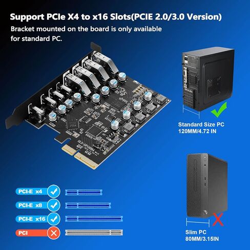 بطاقة منفذ USB PCIe من ييليا 8 منافذ 10 جيجا في الثانية عرض النطاق PCI Express (4X USB C-4x USB A) بطاقة التوسع ، USB إلى منفذ الملحقات الإضافية يدعم الكمبيوتر المكتبي ويندوز 7/8/10/لينكس وماك OS in Kuwait