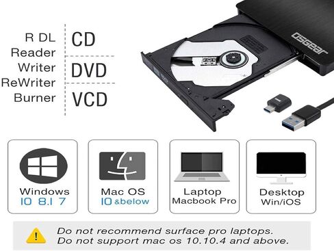 OSGEAR Internal Thickness 12.7mm SATA 8X DVDRW CD DVD RW ROM Recorder Laptop Replacement PC Mac Tray Loading Drive in Kuwait