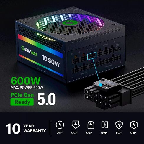 GAMEMAX RGB-850-SE، مزود طاقة RGB ATX بقدرة 850 وات 80Plus Gold معياري بالكامل in Kuwait