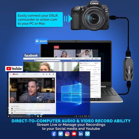 Pyle Capture Card 4K USB3.1 HDMI-to-USB Audio-Video Record via DSLR Camcorder Action Cam, Ultra High Speed, PS3, P4, PS5, Xbox, Nintendo Switch, Wii, Game Streaming, Conference Live Broadcast-PLINK3 in Kuwait