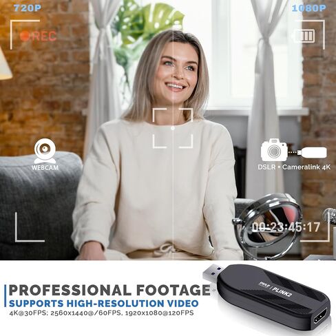 Pyle Capture Card 4K USB3.1 HDMI-to-USB Audio-Video Record via DSLR Camcorder Action Cam, Ultra High Speed, PS3, P4, PS5, Xbox, Nintendo Switch, Wii, Game Streaming, Conference Live Broadcast-PLINK3 in Kuwait