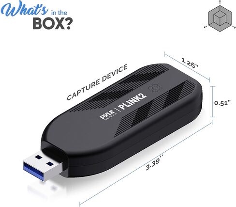 Pyle Capture Card 4K USB3.1 HDMI-to-USB Audio-Video Record via DSLR Camcorder Action Cam, Ultra High Speed, PS3, P4, PS5, Xbox, Nintendo Switch, Wii, Game Streaming, Conference Live Broadcast-PLINK3 in Kuwait