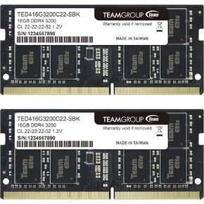 TEAMGROUP Elite DDR4 32GB Kit (2 x 16GB) 3200MHz PC4-25600 CL22 (2933MHz or 2666MHz) Unbuffered Non-ECC 1.2V SODIMM 260-Pin Laptop Notebook PC Computer Memory Module Ram Upgrade - TED432G3200C22DC-S01 in Kuwait