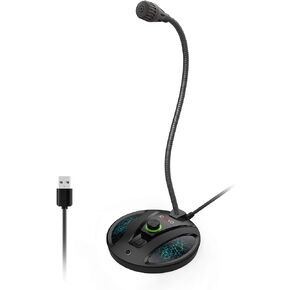 USB Microphone, 360 Degree Adjustable Gooseneck Design, Mute Button & LED Indicator, Noise-Canceling Technology, Plug & Play, Compatible with Windows & MacOS in Saudi Arabia