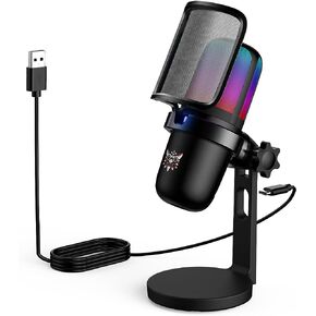 ميكروفون ألعاب USB من NOOTRY، ميكروفون كمبيوتر لجهاز PS4/ PS5/ Mac، ميكروفون سطح مكتب مكثف للكمبيوتر مع ضوء RGB، لمسة كتم الصوت، مقبس سماعة الرأس، مرشح بوب للتسجيل، البث، البث، يوتيوب in Kuwait
