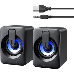 مكبر صوت للكمبيوتر يعمل بمنفذ USB - مضخم صوت بلوتوث صغير محمول مع أضواء RGB وتحكم في مستوى الصوت 3.5 ملم AUX-in HiFi نظام صوت ستيريو مكتبي لشاشة الكمبيوتر والأجهزة اللوحية والكمبيوتر المحمول والهواتف المحمولة in Kuwait