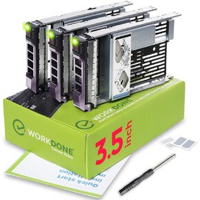 WORKDONE 3.5" Hard Drive Caddy Tray KG1CH with 2.5" HDD SSD Adapter 9W8C4 | Only for bigger 4.2" Wide Hot-Swap Bay, fits Dell PowerEdge 13-11th Gen, Adapter Sled, Labels, Screws, Manual, Screwdriver in Saudi Arabia