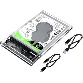 ORICO 2.5'' External Hard Drive Enclosure USB 3.0 to SATA III Tool-Free Clear Hard Disk Case for 2.5 inch 7mm 9.5mm SATA HDD SSD Max 6TB Support UASP(2139U3) in Kuwait