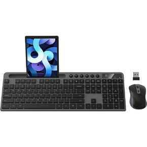 Wireless Keyboard and Mouse Combo, MARVO 2.4G Ergonomic Wireless Computer Keyboard with Phone Tablet Holder, Silent Mouse with 6 Button, Compatible with MacBook, Windows (Black) in Saudi Arabia
