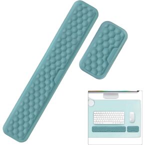 Keyboard Wrist Rest,keyboard Pad Upgrade Enlarge Gel Memory Foam Set keyboard rest Cushion Support for Office, Computer Laptop Comfortable Lightweight for Easy Typing Pain Relief, Blue