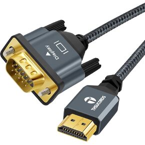 Thsucords HDMI to VGA Cable 3.3FT, Gold Plated Braided HDMI to VGA Cable (Male to Male) Compatible for Computer, Desktop, Laptop, PC, Monitor, Projector in Kuwait
