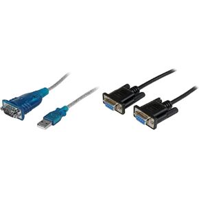 StarTech.com 1 Port USB to Serial RS232 Adapter & 2m Black DB9 RS232 Serial Null Modem Cable F/F - DB9 Female to Female - 9 pin RS232 Null Modem Cable - 2 Meter, Black (SCNM9FF2MBK) in Kuwait