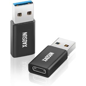 [10Gbps] USB C Female to USB Male Adapter (2-Pack), 3.1 USB A to USB C Adapter, XAOSUN One-Sided SuperSpeed Data Sync & 100W Fast Charging For iphone 15 Plus Pro Max, Laptop, Charger, Quest Link, etc.