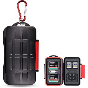 Kiorafoto 24 Slots Memory Card Case for SD Micro SD TF,IPX5 Water-Resistant | Anti-Shock,Memory Card Holder for 12 MicroSD SDXC SDHC TF & 12 SD SDXC SDHC Cards,Hard Shell with Rubber Interior & Carabiner in Saudi Arabia