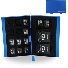 حافظة بطاقة BLUECRAFT SD (الحد الأقصى 21 فتحة، 3 SD + 18 microSD) حامل تخزين بطاقة الذاكرة رفيع من الألومنيوم مضاد للكهرباء الساكنة (الحد الأقصى 21 فتحة [3 SD + 18 microSD]، أسود)