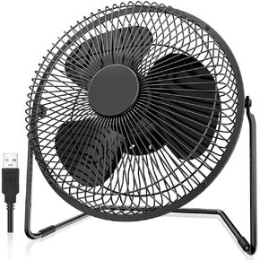 EasyAcc 6 Inch USB Desk Fan, 360°Rotation Small and Quiet,Powerful Portable Strong Airflow,Mini Metal Personal Cooling Fan with 2 Speed for Home Office,Bronze(USB POWERED ONLY)