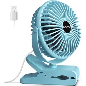 HONYIN 720° Rotation Small Desk & Clip on Fan with Sturdy Clamp, 3 Speeds, Quiet Little Personal Cooling Fan by USB Plug In, for Bedroom Office Desktop Treadmill in Kuwait