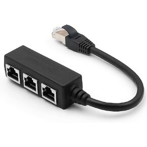 NOBVEQ RJ45 Ethernet Splitter، RJ45 1 ذكر إلى 3 × أنثى LAN Ethernet Splitter Cable مناسب لـ Super Cat5، Cat5e، Cat6، Cat 7 LAN محول موصل مقبس إيثرنت - أسود in Kuwait