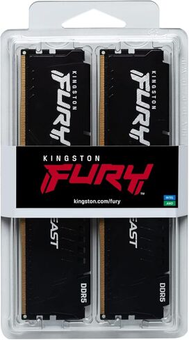 Kingston Technology Kingston Fury Beast White 128 جيجا بايت (4x32 جيجا بايت) 5600MT/s CL40 DDR5 XMP DIMM | رفع تردد التشغيل | التوصيل والتشغيل | إنتل أكس إم بي 3.0 | مجموعة من 4 | KF556C40BWK4-128 in Kuwait