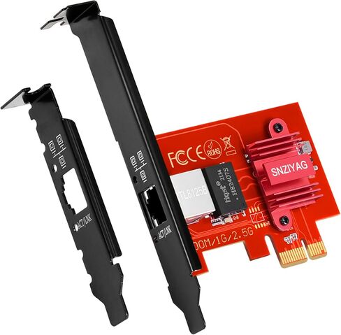 SNZIYAG 2.5G/1G/100Mbps Gigabit Ethernet PCI Express Network Card ، محول شبكة PCIe مع دعامة منخفضة ، محول RJ45 LAN للكمبيوتر المكتبي ، يدعم PXE للنوافذ / Linux/MAC in Kuwait