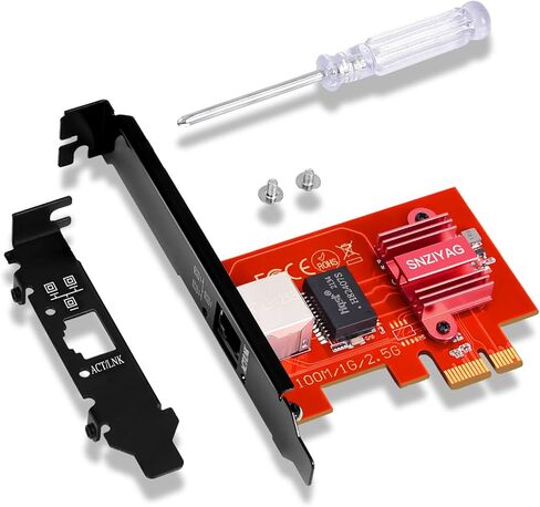 SNZIYAG 2.5G/1G/100Mbps Gigabit Ethernet PCI Express Network Card ، محول شبكة PCIe مع دعامة منخفضة ، محول RJ45 LAN للكمبيوتر المكتبي ، يدعم PXE للنوافذ / Linux/MAC in Kuwait