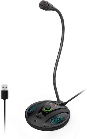 ميكروفون USB، تصميم معقوفة قابل للتعديل 360 درجة، زر كتم الصوت ومؤشر LED، تقنية إلغاء الضوضاء، التوصيل والتشغيل، متوافق مع نظامي التشغيل Windows وMacOS in Kuwait