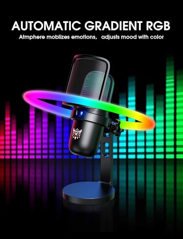 NOOTRY USB Gaming Microphone,PC Mic for PS4/ PS5/ Mac,Condenser Computer Desktop Mic with RGB Light,Mute Touch,Headphone Jack, Pop Filter for Recording,Streaming,Podcasting,YouTube in Kuwait