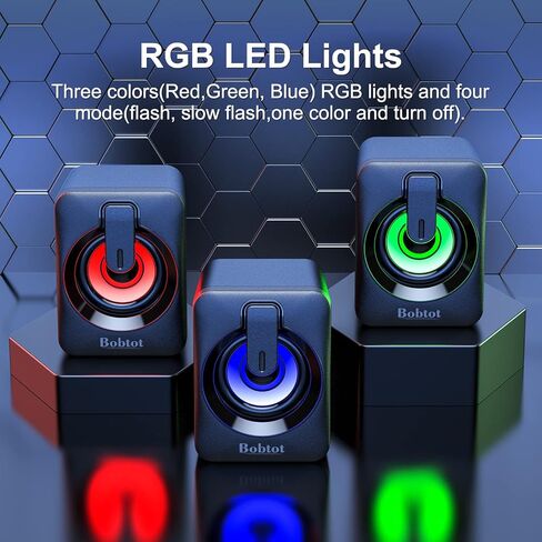 مكبر صوت للكمبيوتر يعمل بمنفذ USB - مضخم صوت بلوتوث صغير محمول مع أضواء RGB وتحكم في مستوى الصوت 3.5 ملم AUX-in HiFi نظام صوت ستيريو مكتبي لشاشة الكمبيوتر والأجهزة اللوحية والكمبيوتر المحمول والهواتف المحمولة in Kuwait