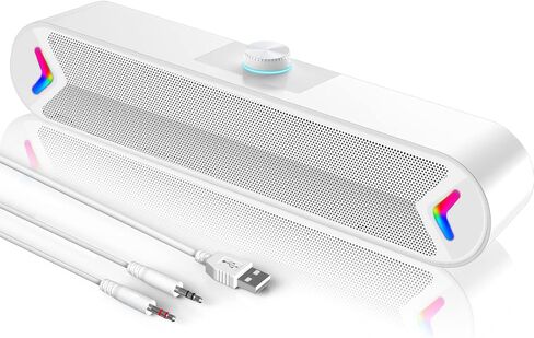 سماعات كمبيوتر LENRUE، شريط صوت سلكي يعمل بمنفذ USB مع صوت ستيريو 10 وات لسطح المكتب، التوصيل والتشغيل (A39PRO / أسود) in Kuwait