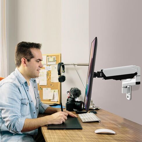 MOUNT PRO Single Monitor Wall Mount for 13 to 32 Inch Computer Screens, Height Adjustable Wall Mount Monitor Arm Holds Up to 19.8lbs, Full Motion Wall Bracket, VESA Mount 75x75, 100x100, Black in Kuwait