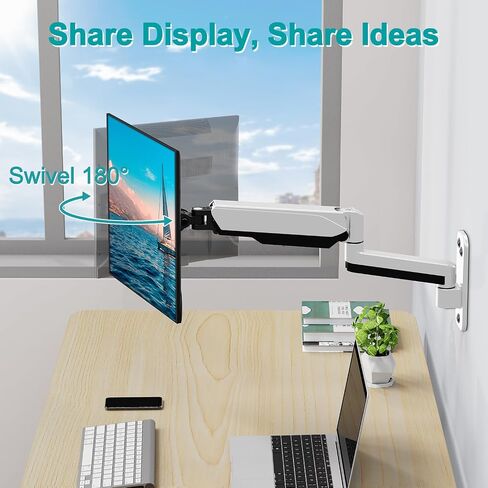 MOUNT PRO Single Monitor Wall Mount for 13 to 32 Inch Computer Screens, Height Adjustable Wall Mount Monitor Arm Holds Up to 19.8lbs, Full Motion Wall Bracket, VESA Mount 75x75, 100x100, Black in Kuwait