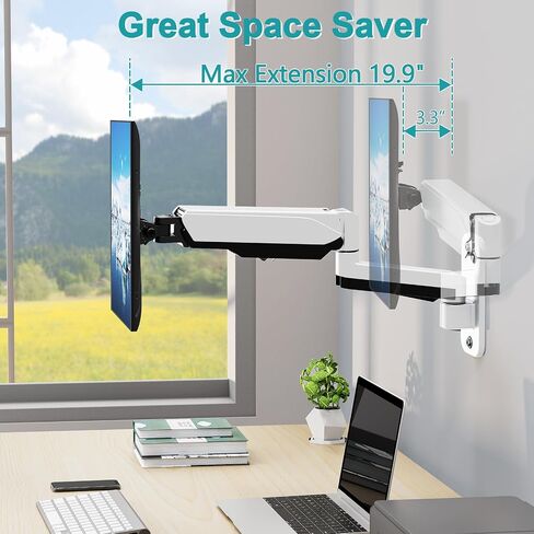 MOUNT PRO Single Monitor Wall Mount for 13 to 32 Inch Computer Screens, Height Adjustable Wall Mount Monitor Arm Holds Up to 19.8lbs, Full Motion Wall Bracket, VESA Mount 75x75, 100x100, Black in Kuwait