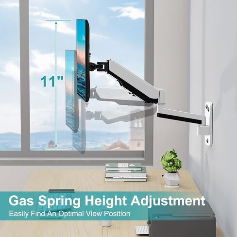 MOUNT PRO Single Monitor Wall Mount for 13 to 32 Inch Computer Screens, Height Adjustable Wall Mount Monitor Arm Holds Up to 19.8lbs, Full Motion Wall Bracket, VESA Mount 75x75, 100x100, Black in Kuwait