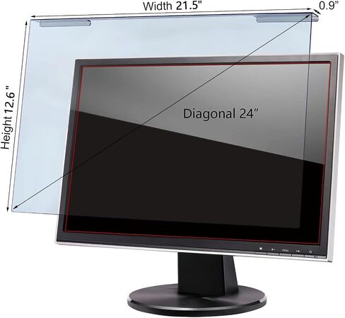 Hanging Blue Light Screen Protector for 23, 23.6, 23.8, 24 Inch Monitor | Filters Blue Light & 99% UV, 9H Acrylic, Bubble-Free, Fits 16:9 Widescreen, 21.5 × 12.6 inch in Kuwait